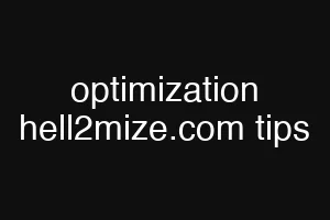 optimization hell2mize.com tips